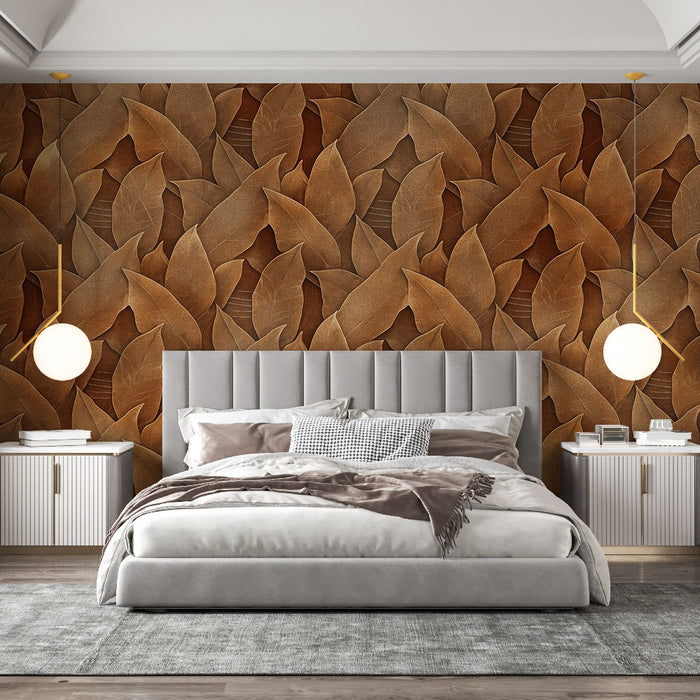 Papier peint feuillage | Feuilles en tons bruns