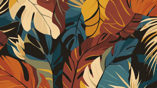 Papier peint tropical Feuilles multicolores audacieuses