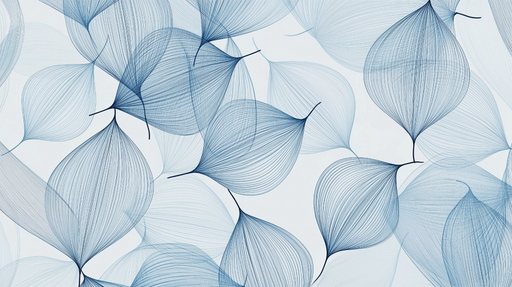 Papier peint minimaliste Feuilles bleues stylisées