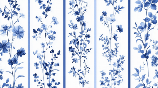 Papier peint floral bleu Élégance et finesse en motifs botaniques