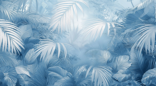 Papier peint feuillage bleu Design tropical et apaisant