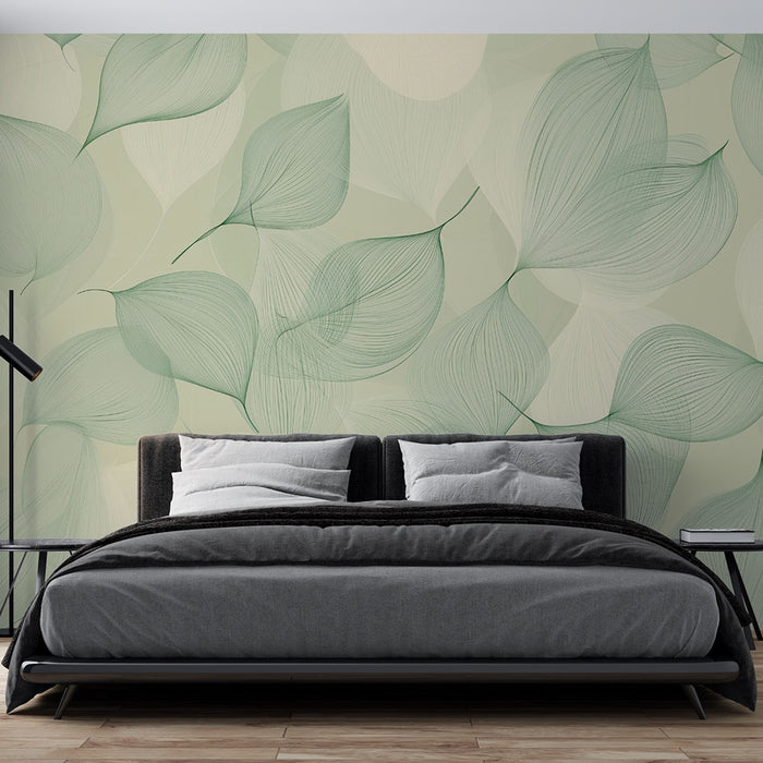Papier peint feuilles | Évasion nature pastel