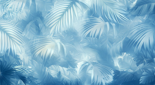 Papier peint feuillage bleu Design tropical élégant