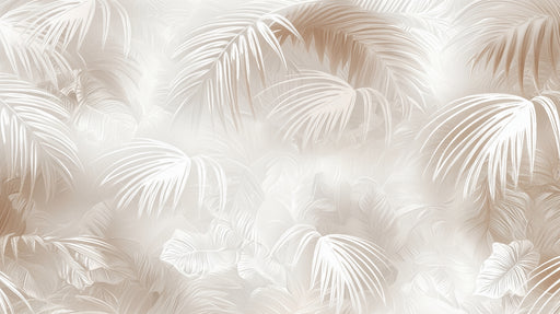 Papier peint feuilles tropicales Élégance beige et blanche