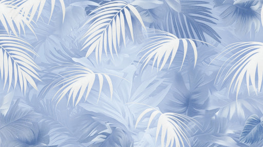 Papier peint feuillage Bleu et Blanc Tropical