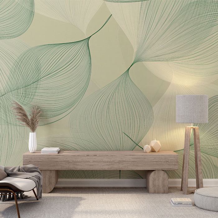 Papier peint feuilles | Design vert élégant