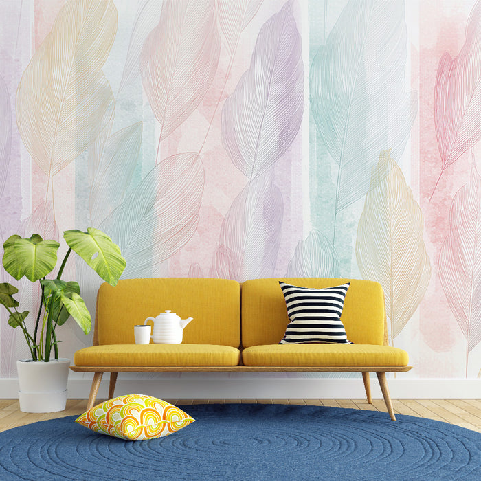 Papier peint plumes pastel | Élégance et douceur