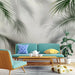 Papier peint feuilles tropicales vertes pour salon moderne et élégant
