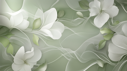 Papier peint floral vert Élégance florale sur fond délicat