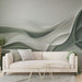 Papier peint design moderne avec motifs ondulés verts pour salon élégant