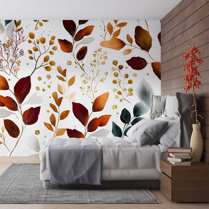 Papier peint botanique | Motifs de feuilles automnales