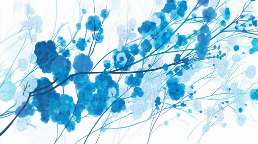 Papier peint floral Éclat de bleus sur fond blanc