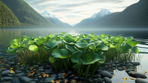 Papier peint paysage lacustre Nature sereine avec montagnes enneigées et feuillage luxuriant