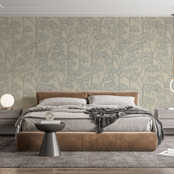 Papier peint forêt stylisée | Motif élégant en tons doux