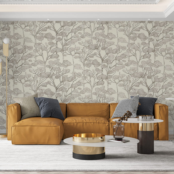 Papier peint botanique | Feuillage en tons de gris