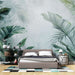 Papier peint tropical vert avec feuilles de palmier pour chambre moderne