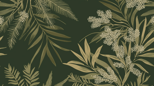 Papier peint feuillage tropical Élégance verte et dorée