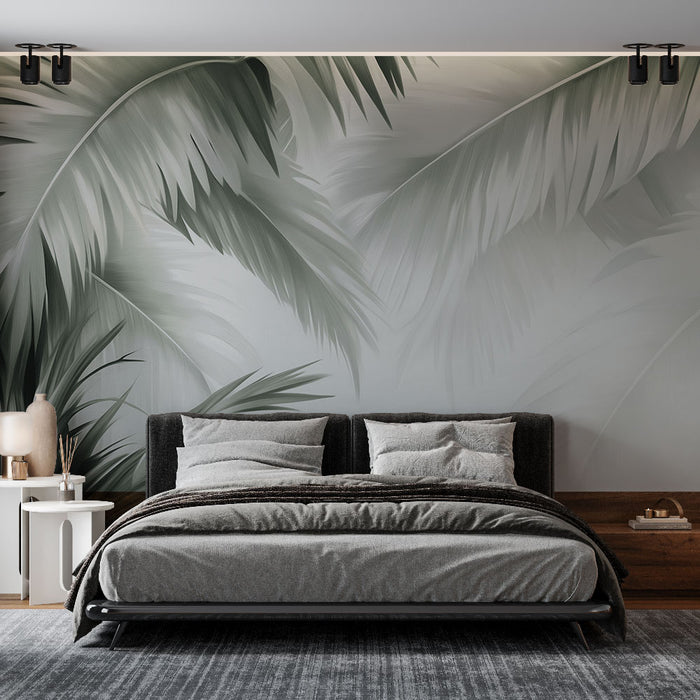Papier peint mural feuilles tropicales vertes pour chambre moderne et élégante