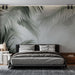 Papier peint mural feuilles tropicales vertes pour chambre moderne et élégante