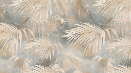 Papier peint feuillage Éclat Texturé Beige et Gris