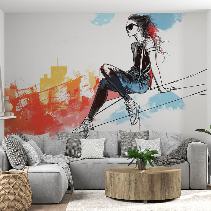 Papier peint urbain | Illustration moderne et audacieuse