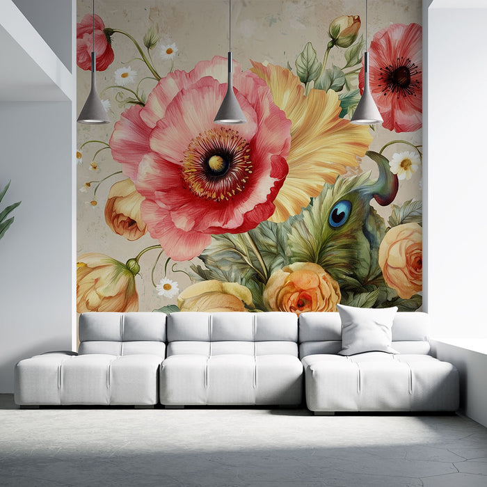 Papier peint floral | Éclat vintage