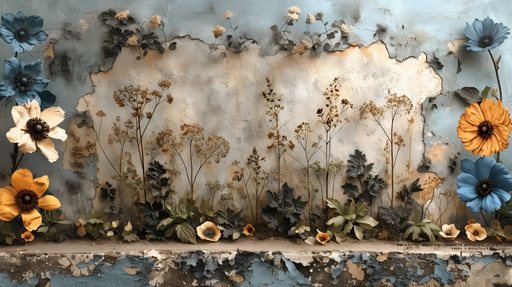 Papier peint floral Motif vintage et texturé