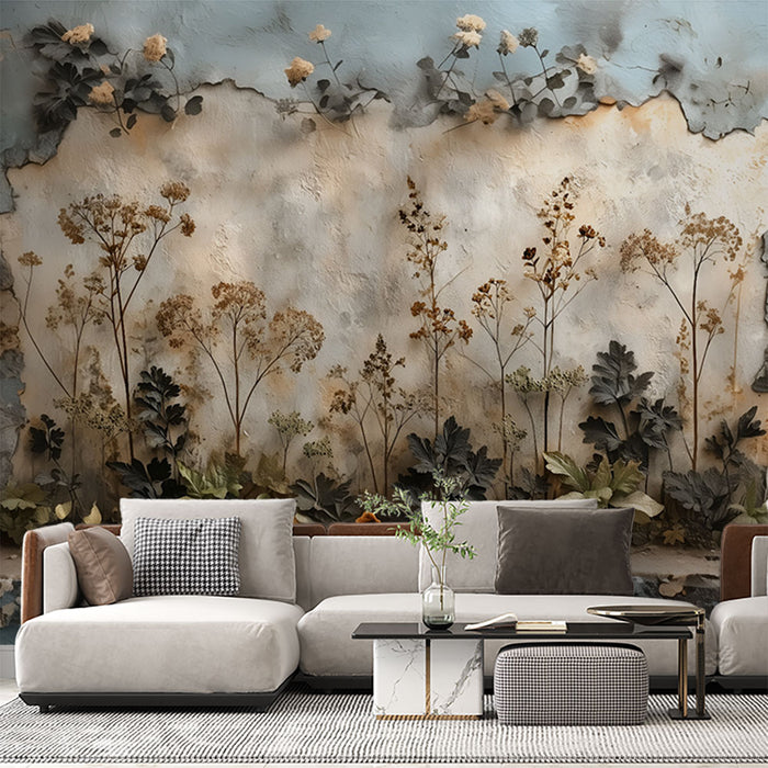 Papier peint floral | Motif vintage et texturé