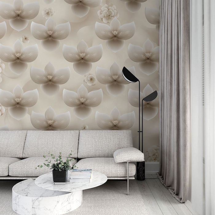 Papier peint floral | Élégance en ivoire
