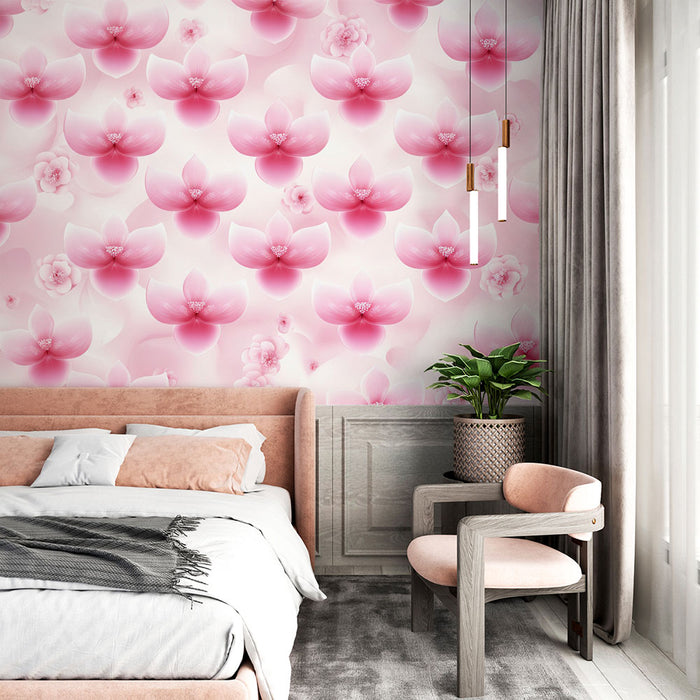 Papier peint floral | Fleurs roses délicates