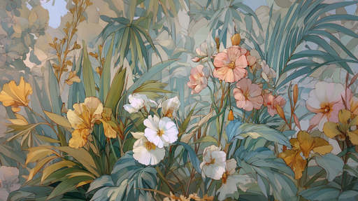 Papier peint floral Élégance printanière rétro