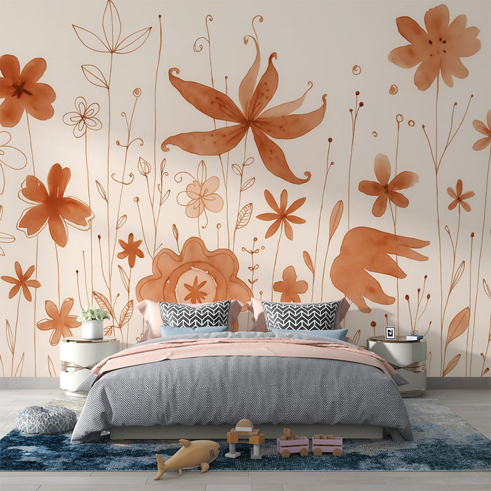 Papier peint floral | Motif aquarelle vintage