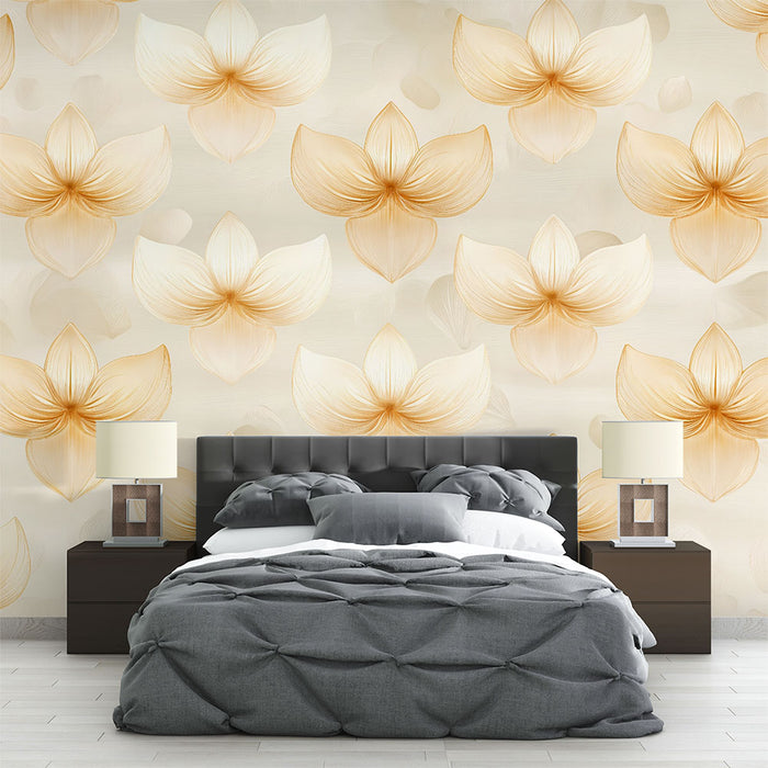Papier peint floral | Élégance dorée et douce