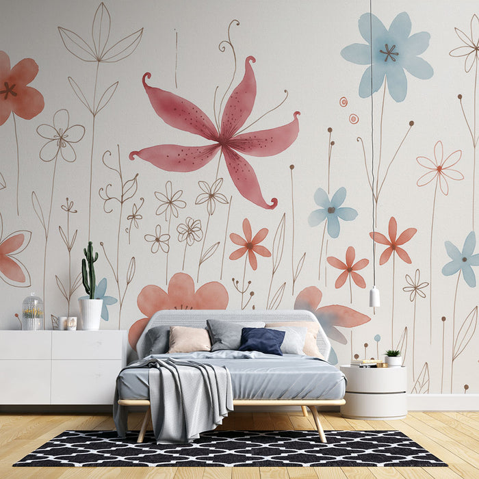 Papier peint floral | Design artistique et coloré