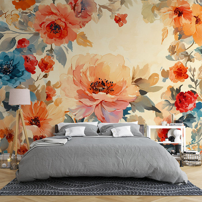 Papier peint floral | Éclat de fleurs peintes à l'aquarelle