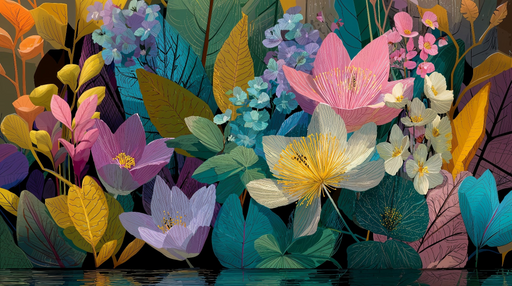 Papier peint floral Explosion de Couleurs Botaniques