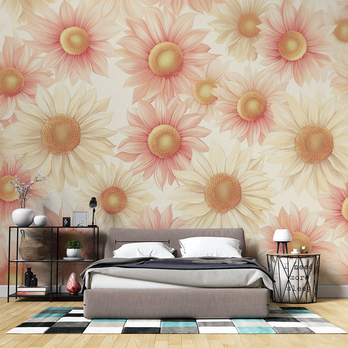 Papier peint floral | Tournesols pastel