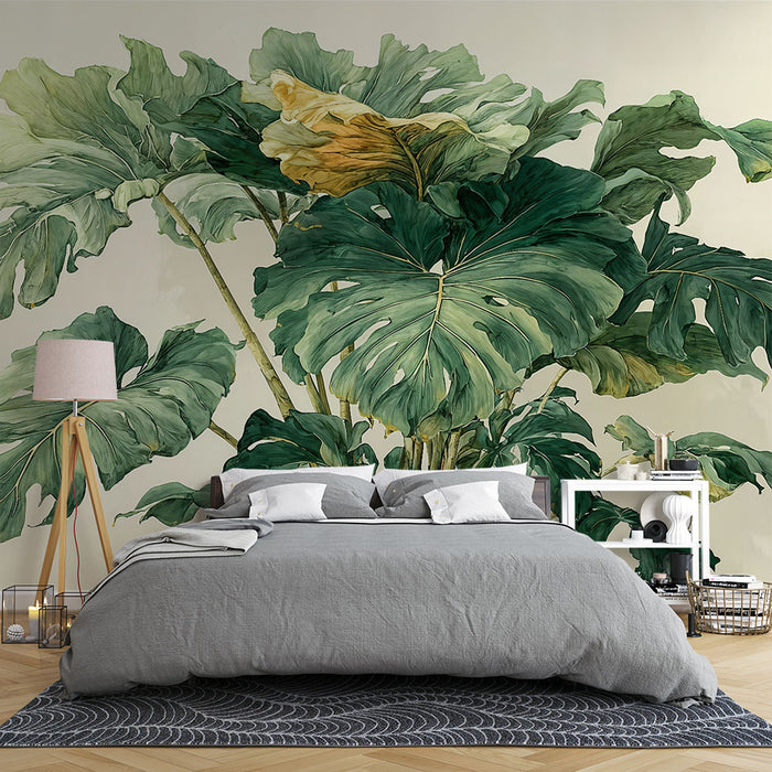 Papier peint tropical | Feuillage vert luxuriant