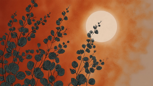 Papier peint nature Motif floral sur fond orange