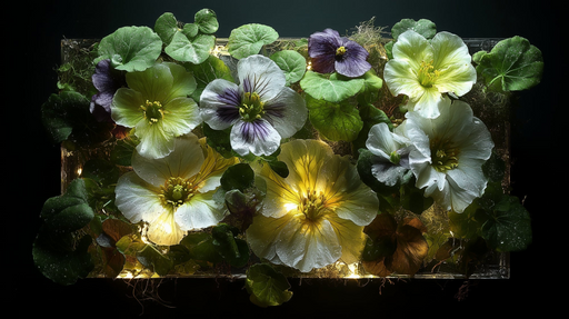 Papier peint floral lumineux Éclat de couleurs et de feuillage