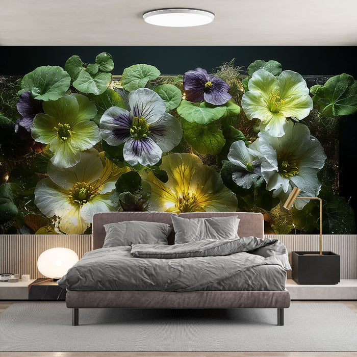 Papier peint floral lumineux | Éclat de couleurs et de feuillage