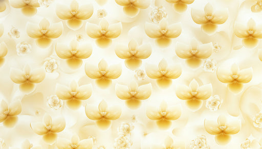 Papier peint floral Fleurs dorées et blanches