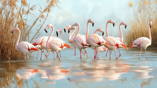 Papier peint flamants roses Beauté naturelle et sereine