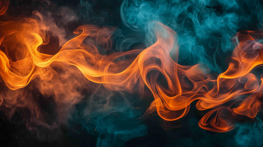 Papier peint flammes Abstrait bleu et orange