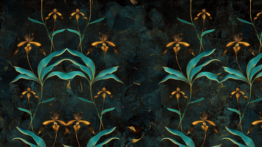 Papier peint floral Design abstrait bleu et doré