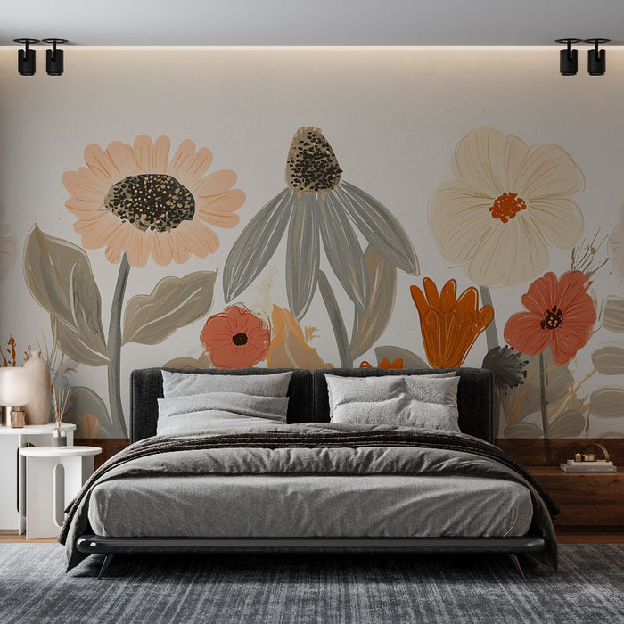Papier peint floral | Illustration de fleurs artistiques