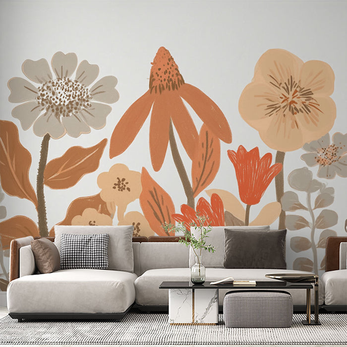 Papier peint floral | Motif botanique pastel