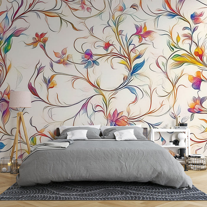 Papier peint floral | Motif multicolore élégant