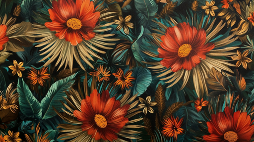 Papier peint floral Explosition de couleurs vibrantes