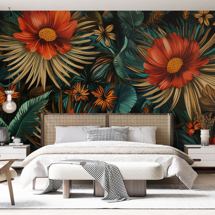Papier peint floral | Explosition de couleurs vibrantes